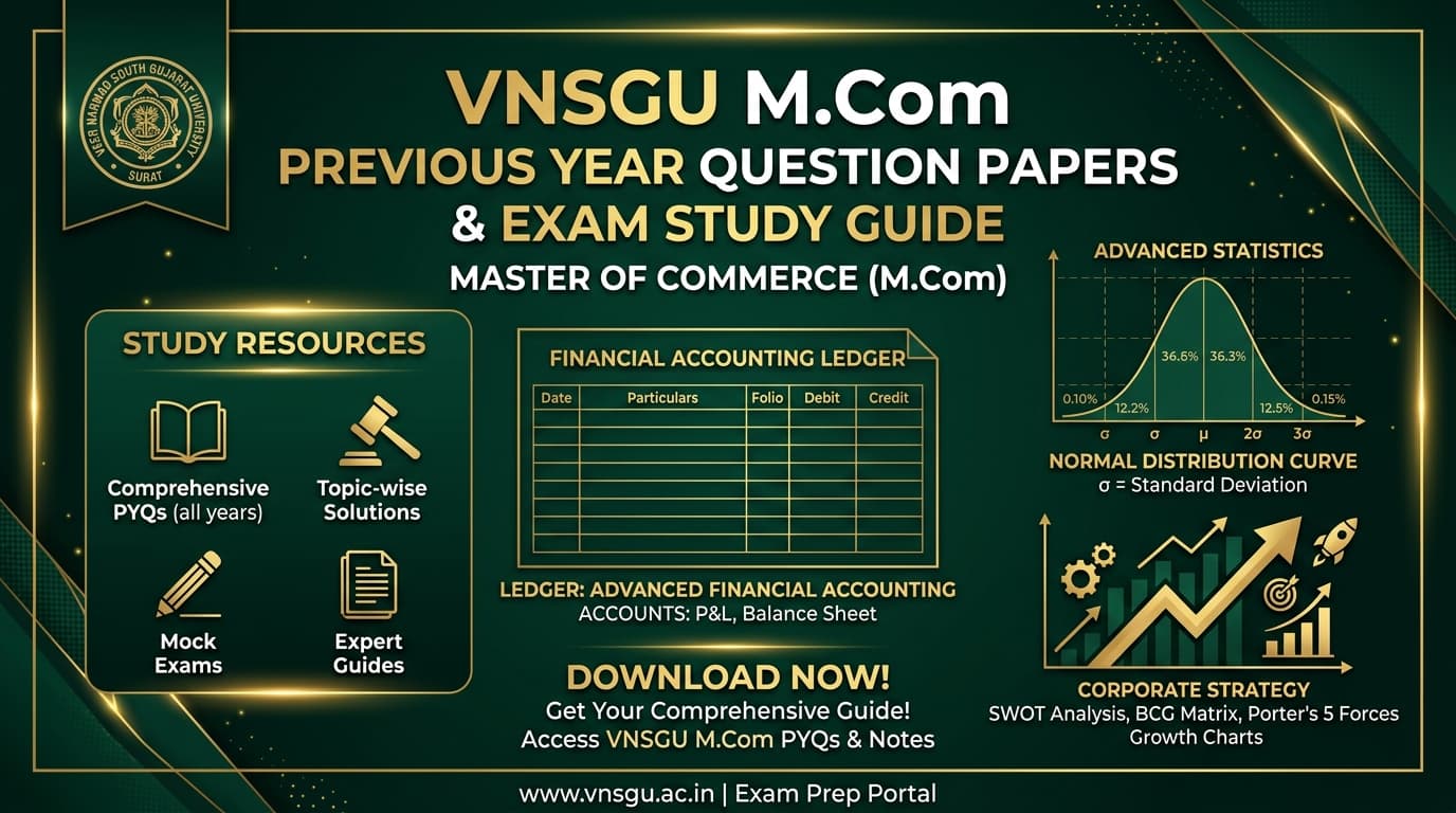 VNSGU M.Com Previous Year Question Papers & Study Guide (Sem 1 to 4 Free PDF)