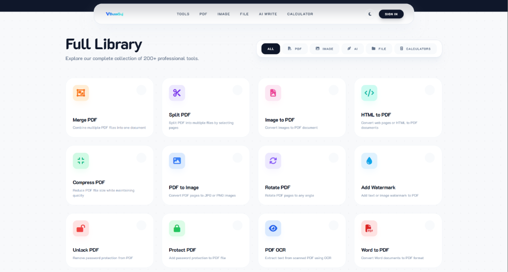 VBussGuj Free PDF Tools Full Library - Merge PDF, Split PDF, Compress PDF